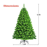 6.5 Feet Pre-Lit Hinged Christmas Tree Green Flocked with 924 Tips and 370 LED Lights