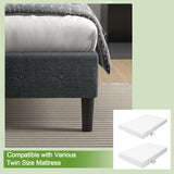 Twin Size Upholstered Platform Bed Frame with Button Tufted Headboard