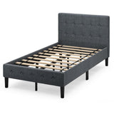 Twin Size Upholstered Platform Bed Frame with Button Tufted Headboard