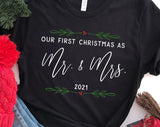 Our First Christmas as Mr&Mrs Engaged Christmas T-shirt