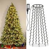 LED Christmas Tree Waterfall Lights 8 Modes Waterproof 490LEDs Outdoor Meteor Star Fairy Light String Garden Xmas Party Decor