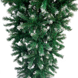Upside Down Green Christmas Tree, with LED Warm White Lights, Green leaves with part spraying White, Reinforced Metal Base & Easy Assembly 7.4ft